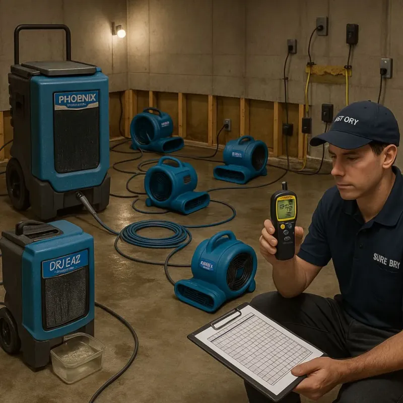 Structural Drying and Dehumidification process in Oyster Creek, TX
